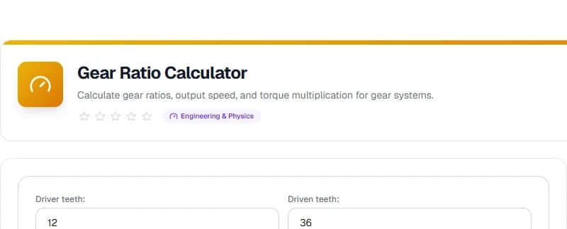 Gear Ratio Calculator — Free Online Tool