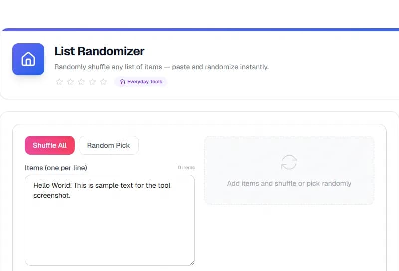 List Randomizer — Free Online Everyday Tool