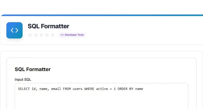 SQL Formatter — Free Online Developer Tool