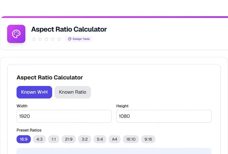 Aspect Ratio Calculator — Free Online Design Tool
