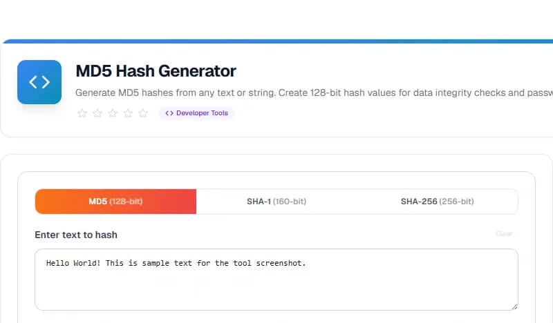 MD5 Generator — أداة الأمان مجانية أونلاين