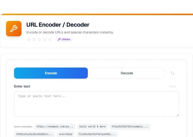 URL Encoder/Decoder — أداة الأدوات المساعدة مجانية أونلاين