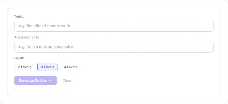 Screenshot of AI Outline Generator tool - Taskly.tools