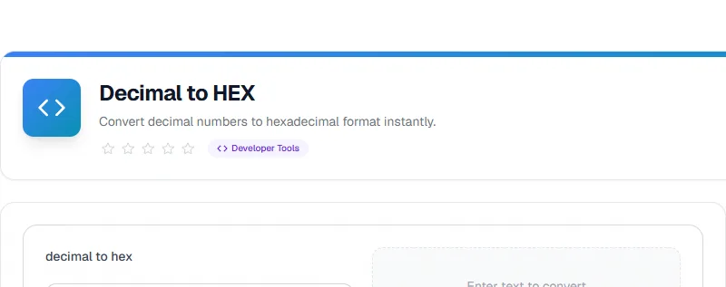 Screenshot of Decimal to HEX tool - Taskly.tools