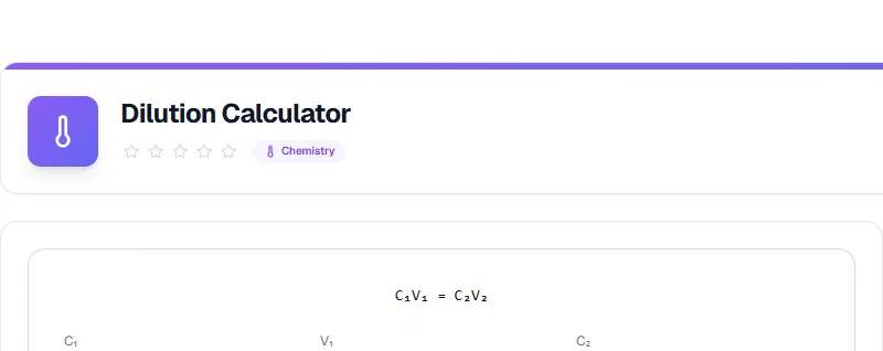 Screenshot of Dilution Calculator tool - Taskly.tools
