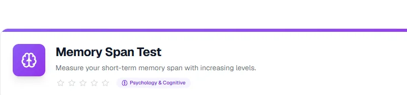 Screenshot of Memory Span Test tool - Taskly.tools