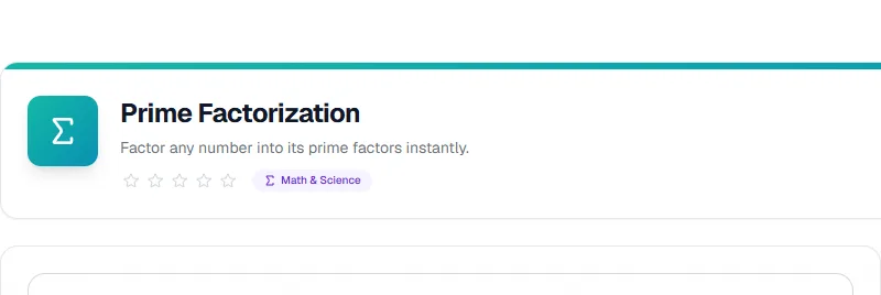 Screenshot of Prime Factorization tool - Taskly.tools