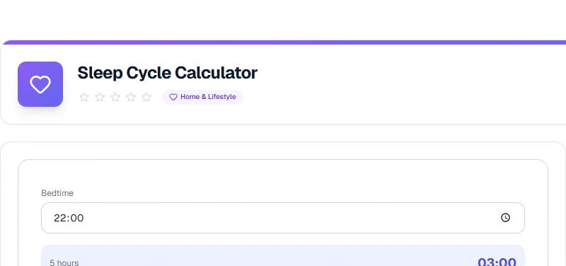 Screenshot of Sleep Cycle Hesaplayıcı tool - Taskly.tools