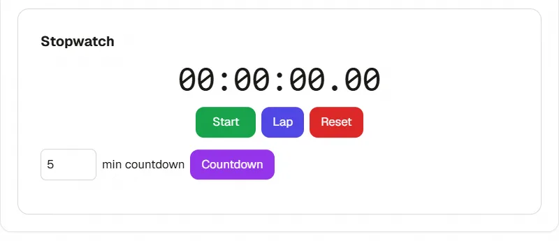 Screenshot of Stopwatch tool - Taskly.tools