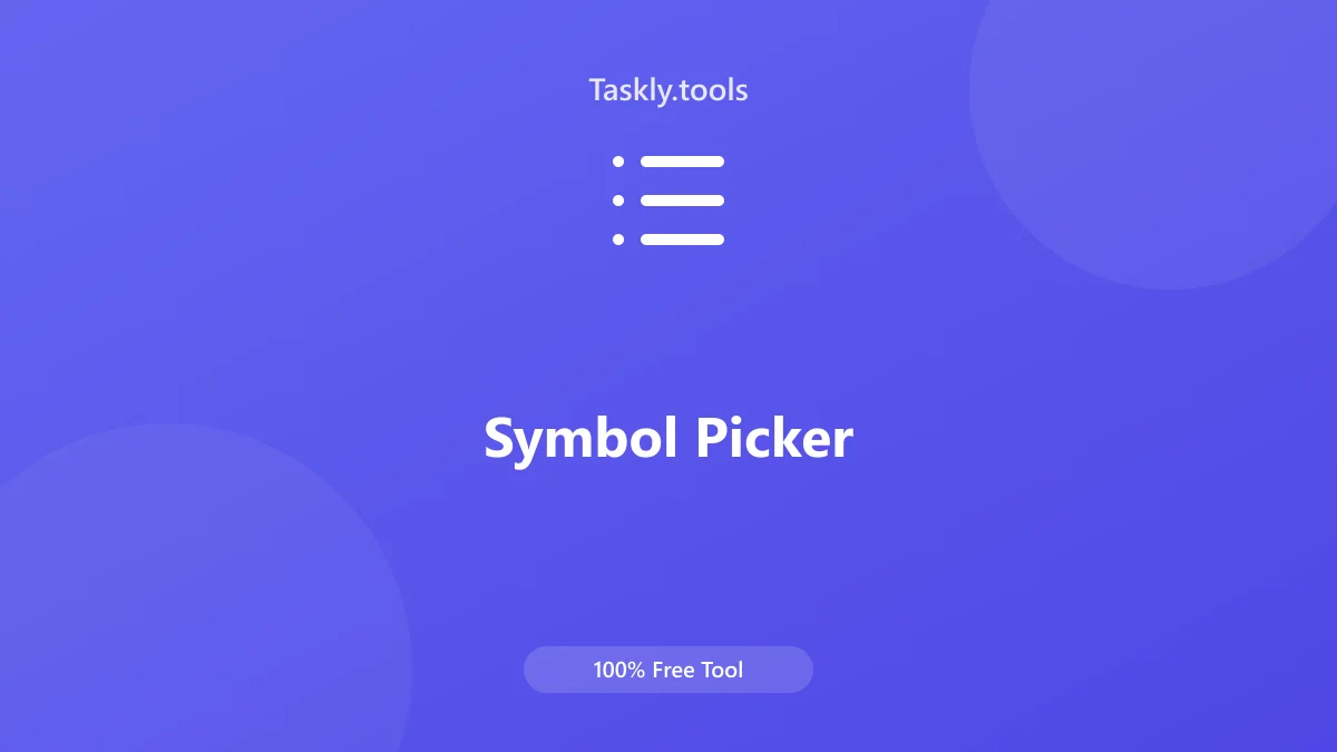 Screenshot of Symbol Picker tool - Taskly.tools