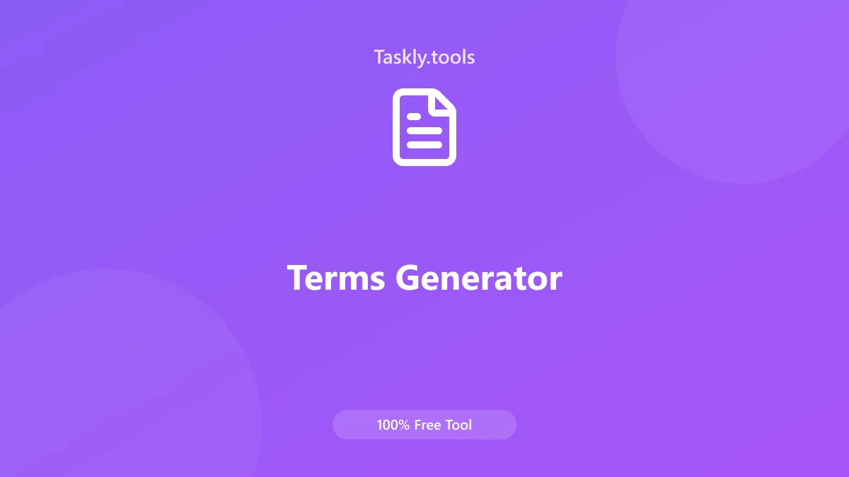 Screenshot of Terms & Conditions Generator tool - Taskly.tools