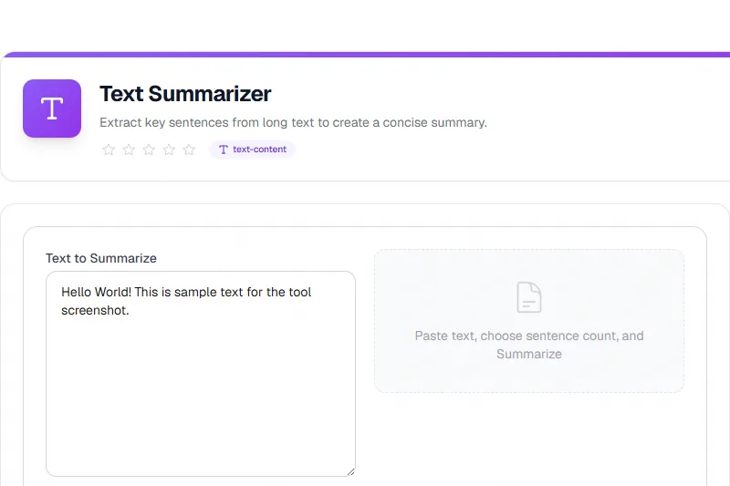 Screenshot of Text Zusammenfasser tool - Taskly.tools